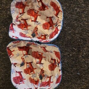 Cozies Upcycled Jeans Molly Made It Design Hand Crafted microwave Beach and Flag